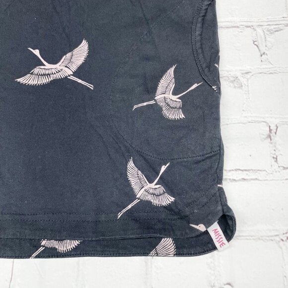 Missie Munster Crane Print Pullover Shift Dress Girls 5 Black Pink Cotton - Picture 2 of 6